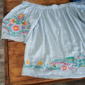 Embroidered off the shoulder top